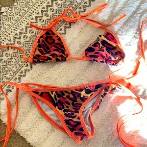Chynna Dolls Leopard Orange and Red Bikini